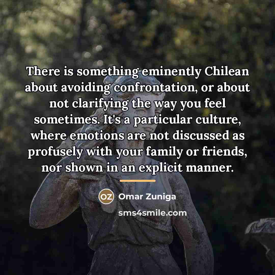 “There is something eminently Chilean about avoiding confrontation, or about…” quote by Omar Zuniga