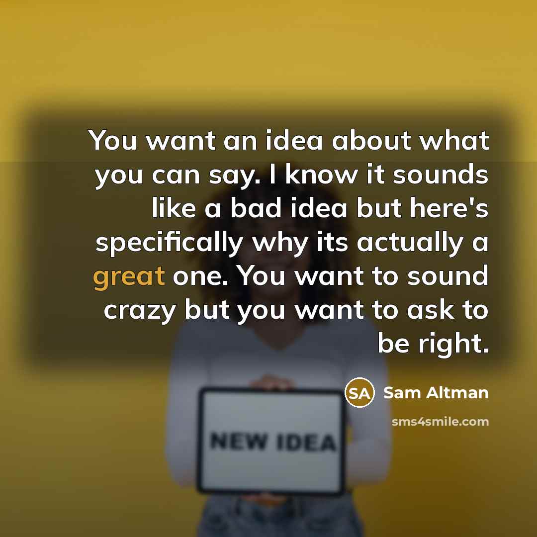 “You want an idea about what you can say. I…” quote by Sam Altman