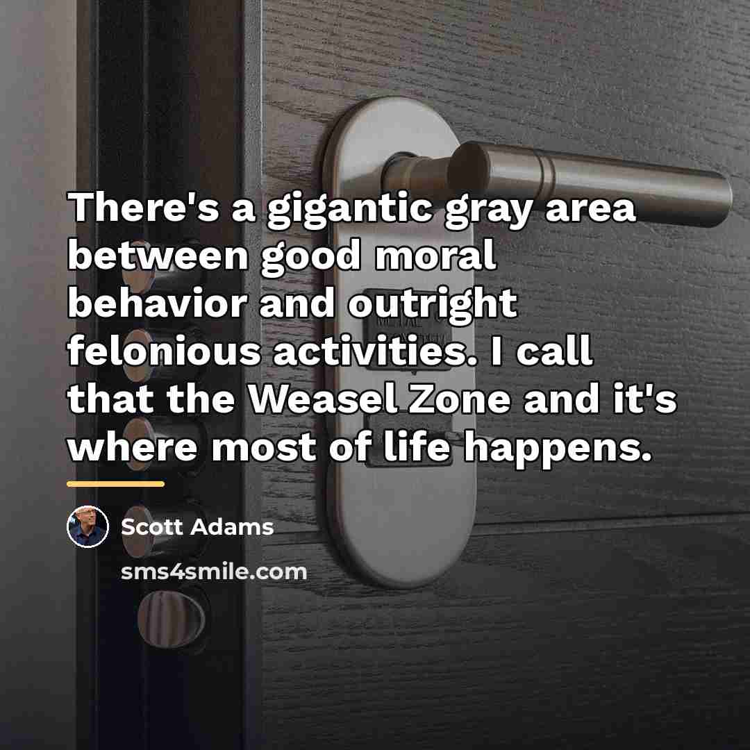 “There's a gigantic gray area between good moral behavior and…” quote by Scott Adams