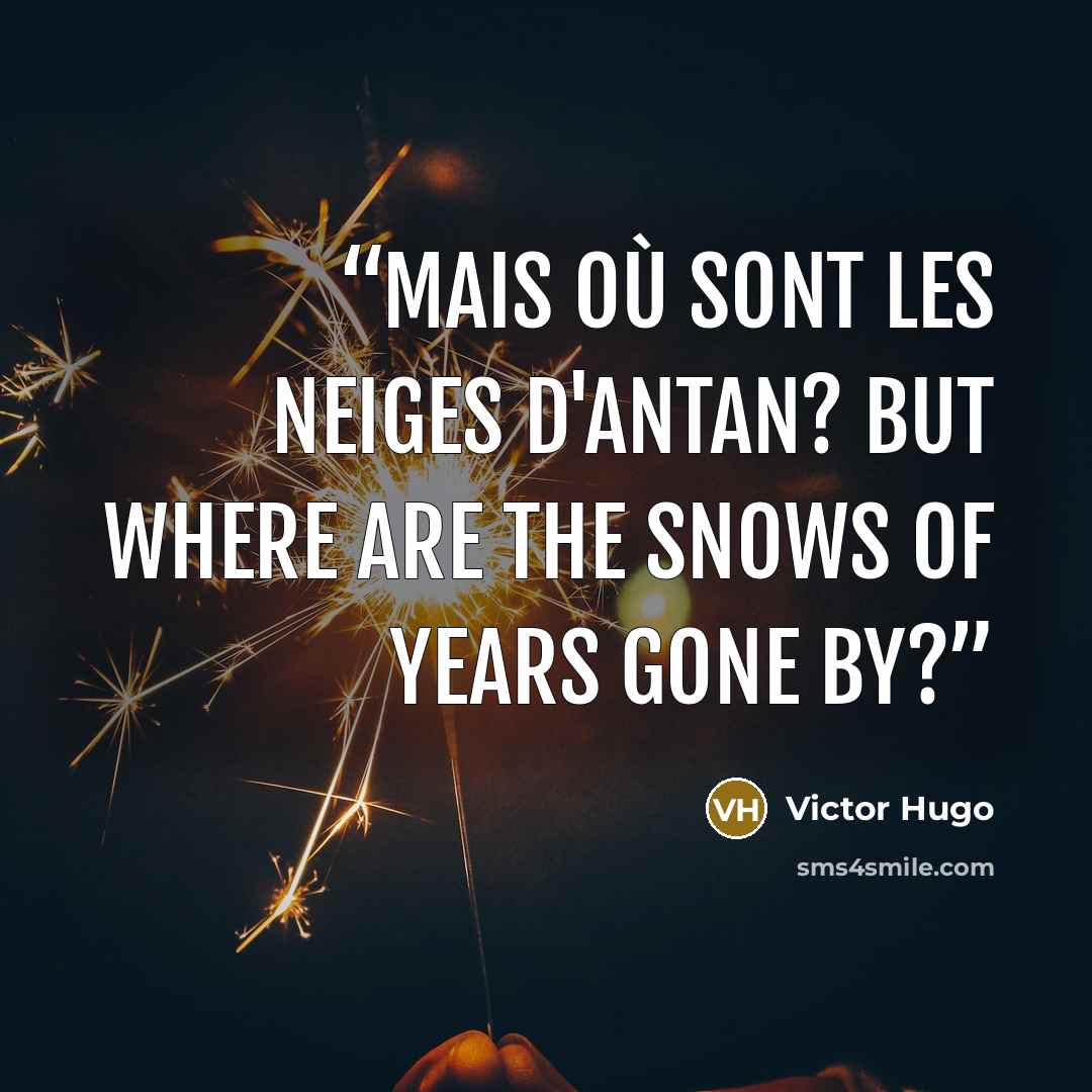 “Mais où sont les neiges d'antan? But where are the snows of years gone by?” quote by Victor Hugo