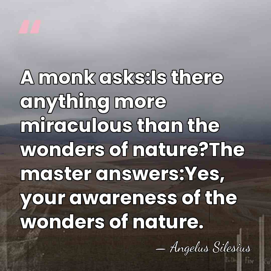 A monk asks:Is there anything more miraculous than the wonders of nature?The&hellip; - Angelus Silesius