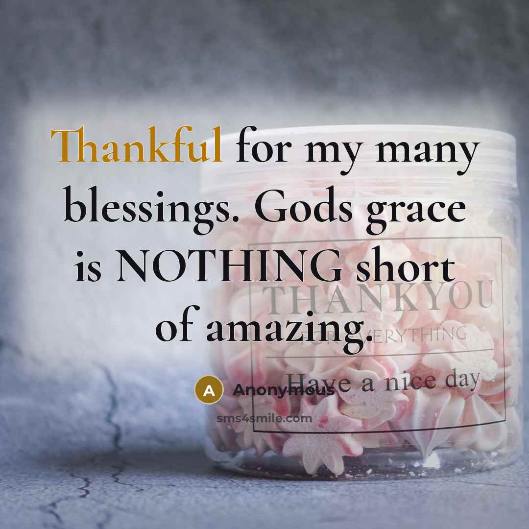 “Thankful for my many blessings. Gods grace is NOTHING short…” quote by Anonymous