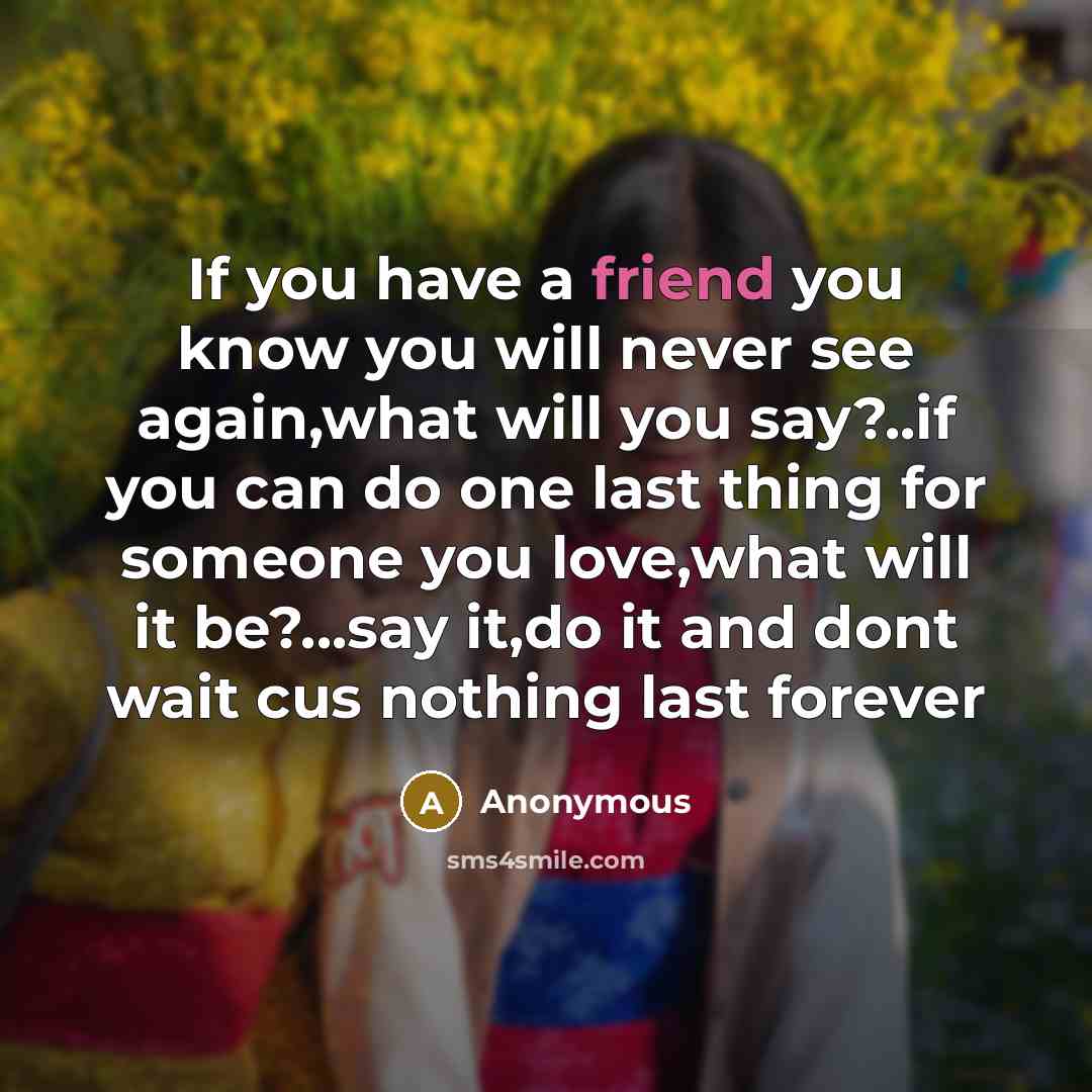 “If you have a friend you know you will never…” quote by Anonymous