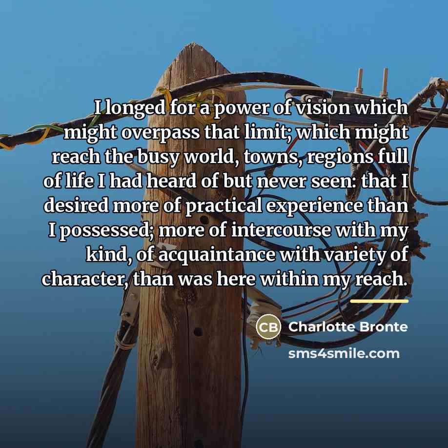“I longed for a power of vision which might overpass…” quote by Charlotte Bronte