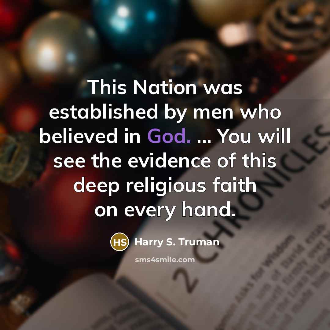 “This Nation was established by men who believed in God.…” quote by Harry S. Truman