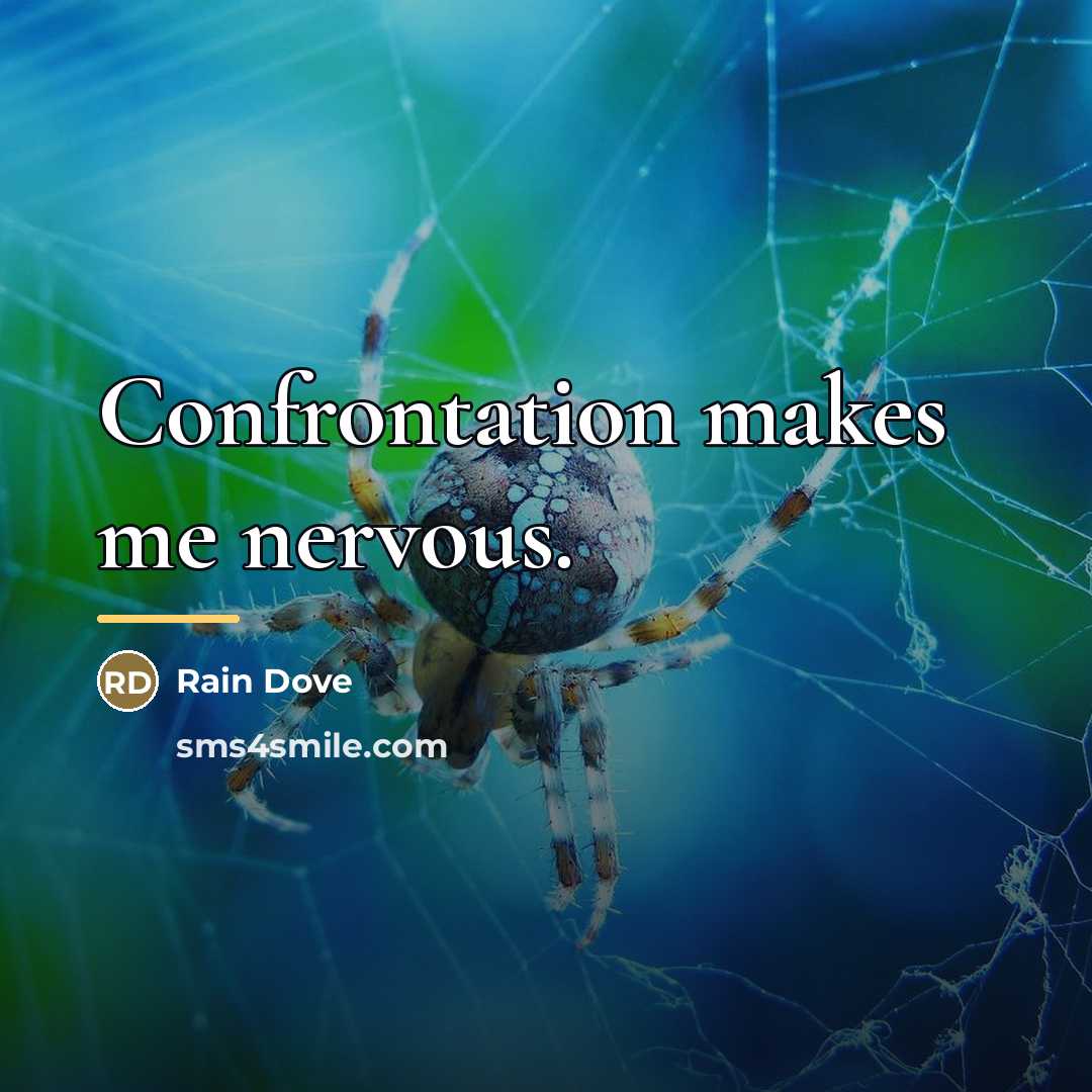 “Confrontation makes me nervous.…” quote by Rain Dove
