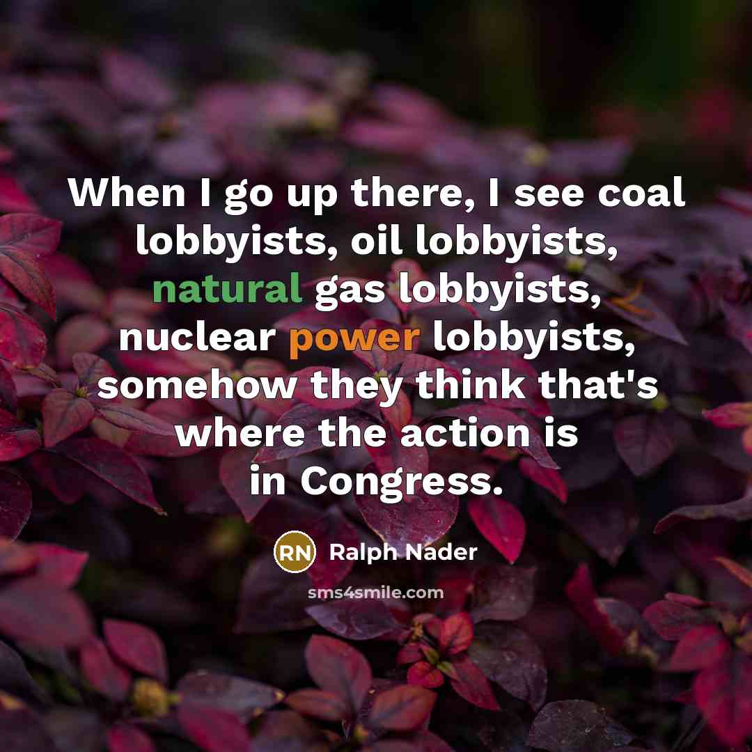 “When I go up there, I see coal lobbyists, oil…” quote by Ralph Nader