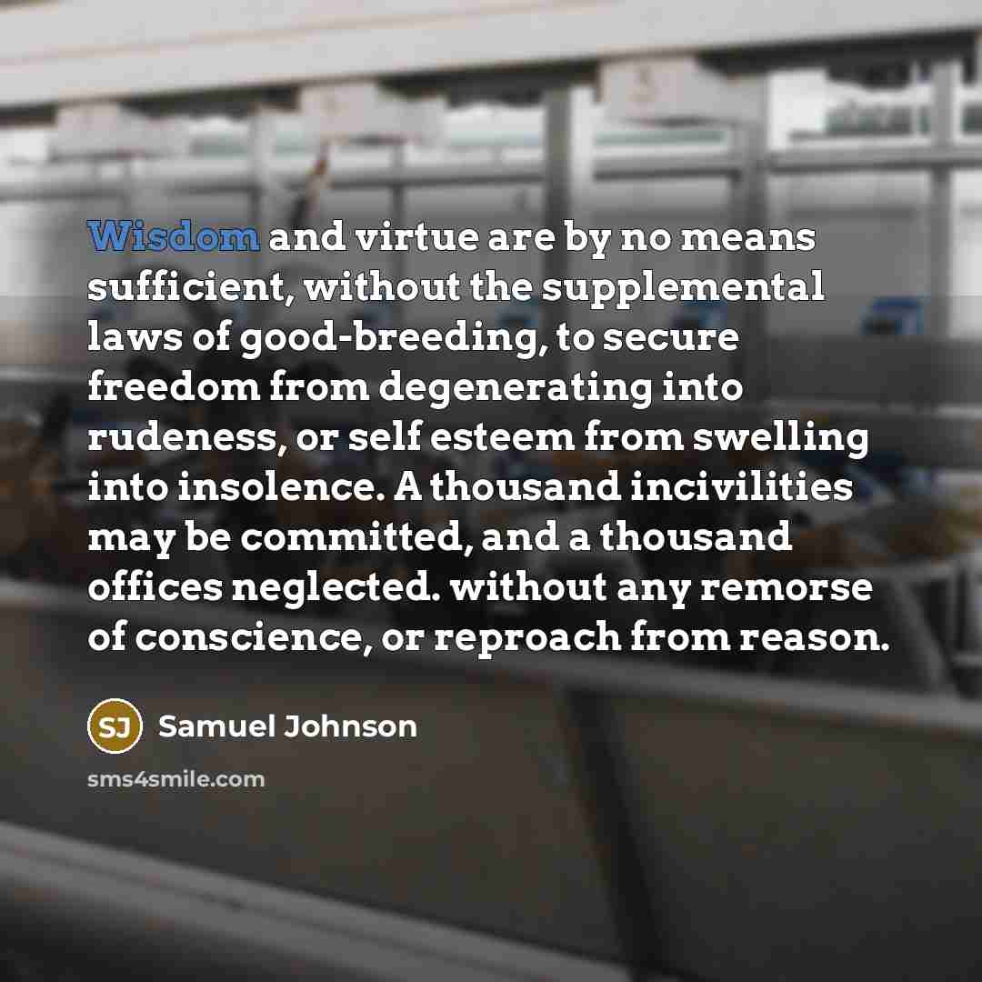“Wisdom and virtue are by no means sufficient, without the…” quote by Samuel Johnson