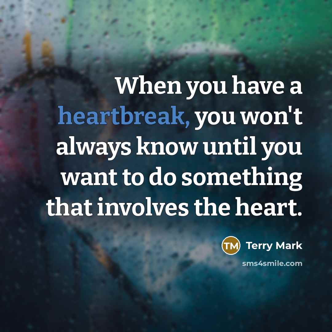 “When you have a heartbreak, you won't always know until…” quote by Terry Mark