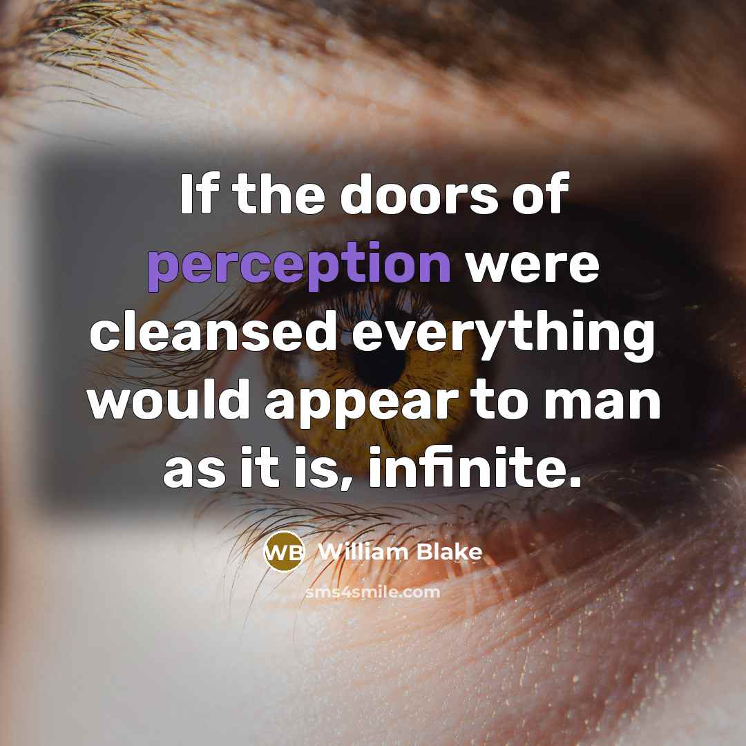 “If the doors of perception were cleansed everything would appear…” quote by William Blake