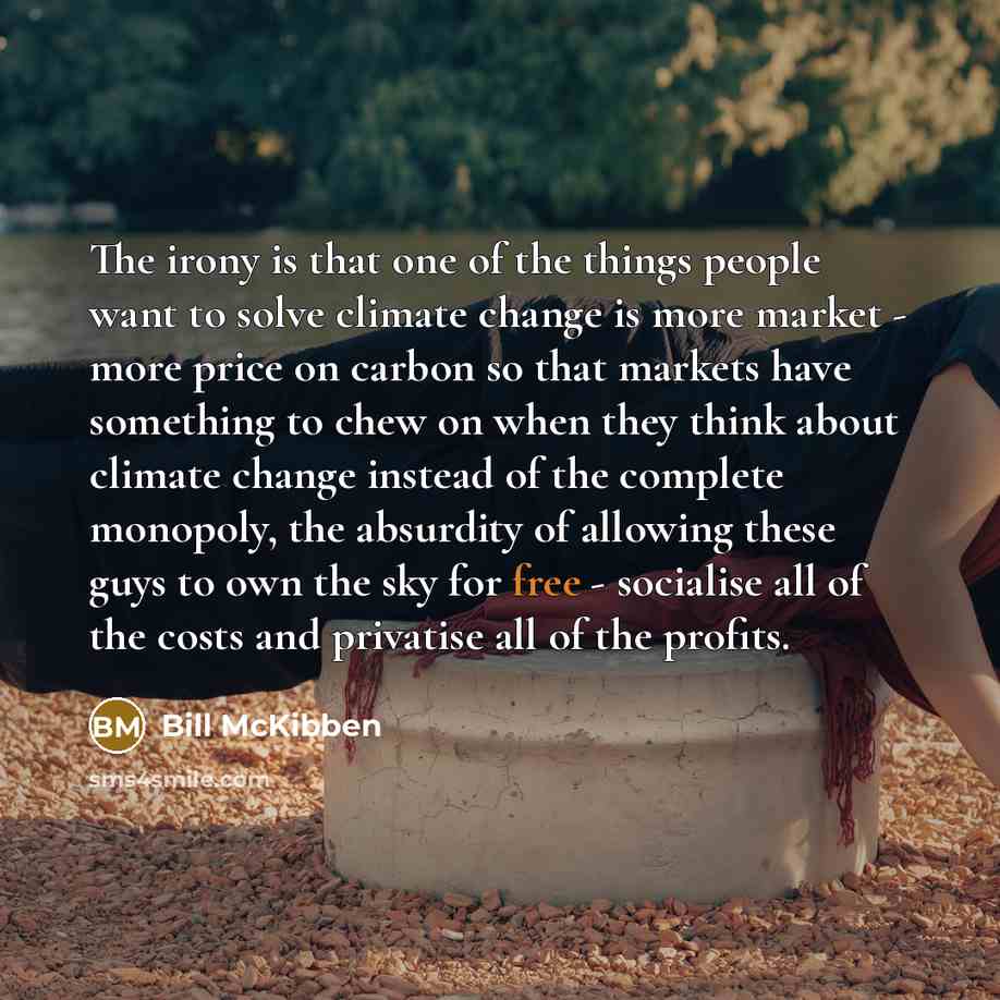 “The irony is that one of the things people want…” quote by Bill McKibben