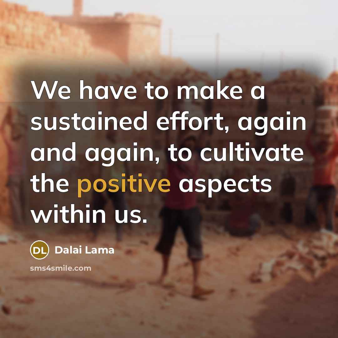 “We have to make a sustained effort, again and again,…” quote by Dalai Lama
