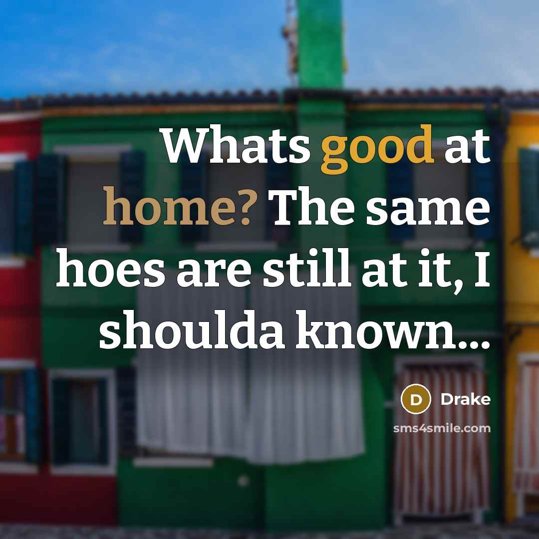 “Whats good at home? The same hoes are still at…” quote by Drake