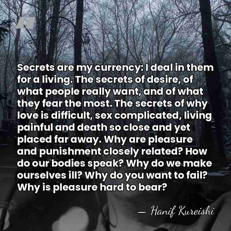 Secrets are my currency: I deal in them for a living. The&hellip; - Hanif Kureishi