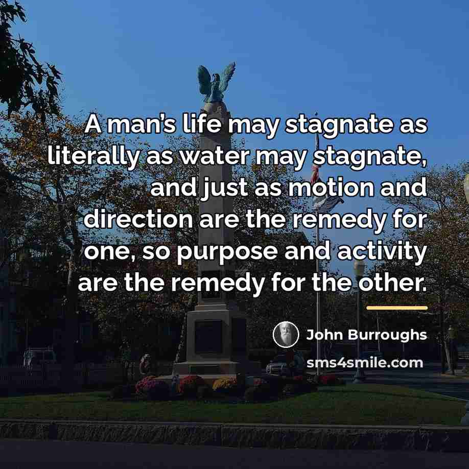 “A man’s life may stagnate as literally as water may…” quote by John Burroughs