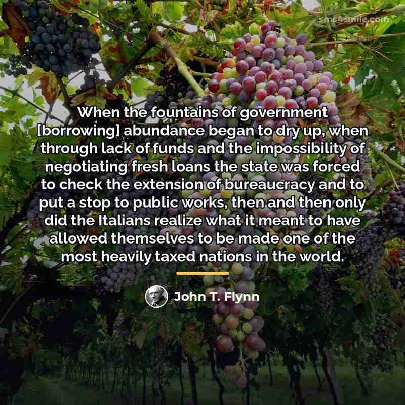 “When the fountains of government [borrowing] abundance began to dry…” quote by John T. Flynn