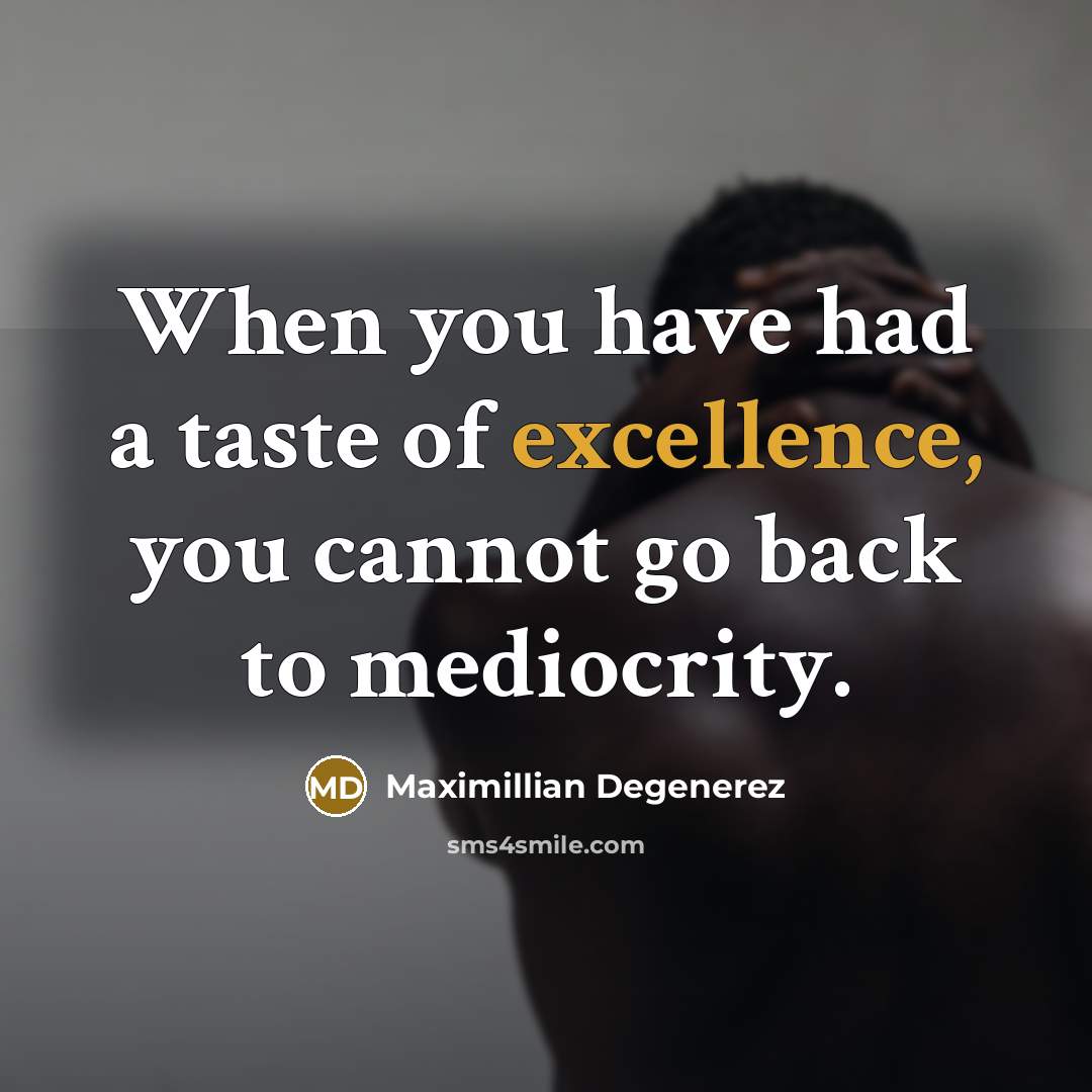 “When you have had a taste of excellence, you cannot…” quote by Maximillian Degenerez