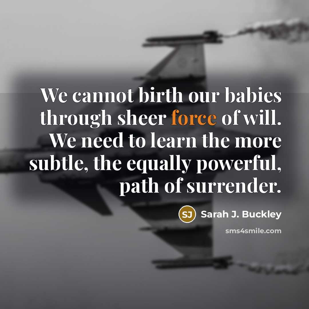 “We cannot birth our babies through sheer force of will.…” quote by Sarah J. Buckley