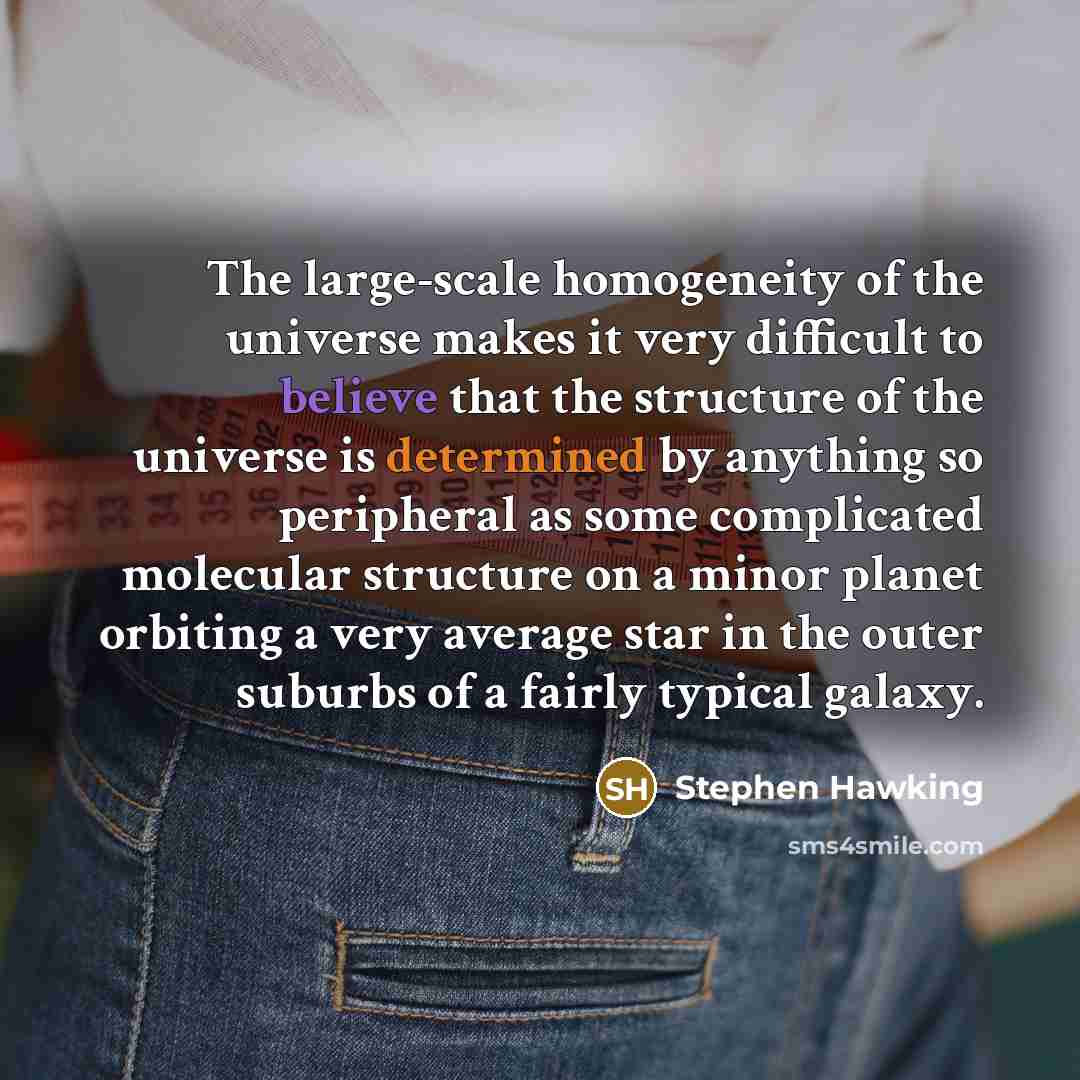 “The large-scale homogeneity of the universe makes it very difficult…” quote by Stephen Hawking