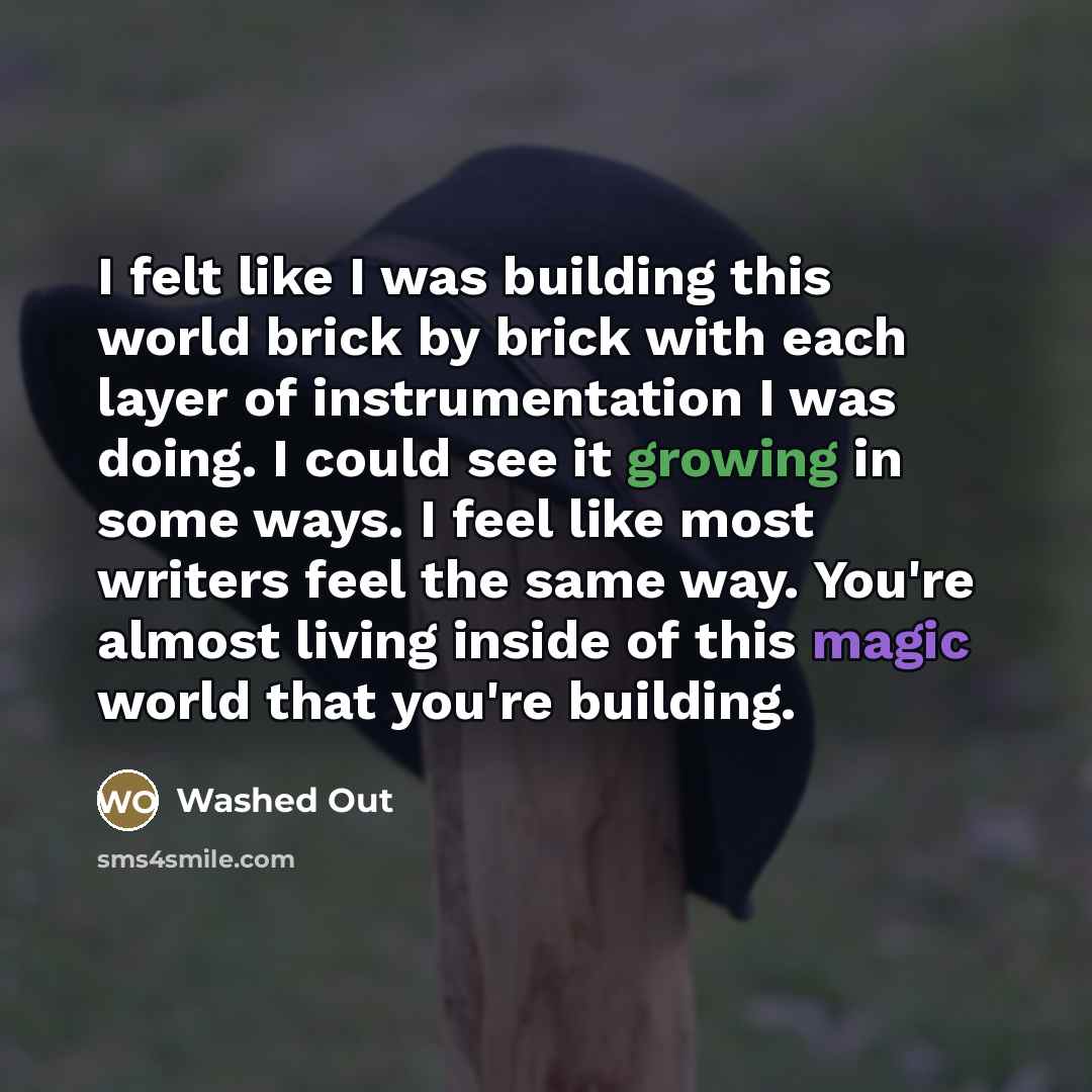“I felt like I was building this world brick by…” quote by Washed Out