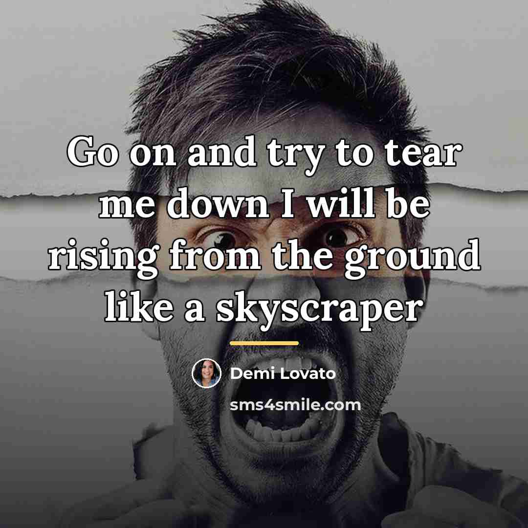 “Go on and try to tear me down I will…” quote by Demi Lovato