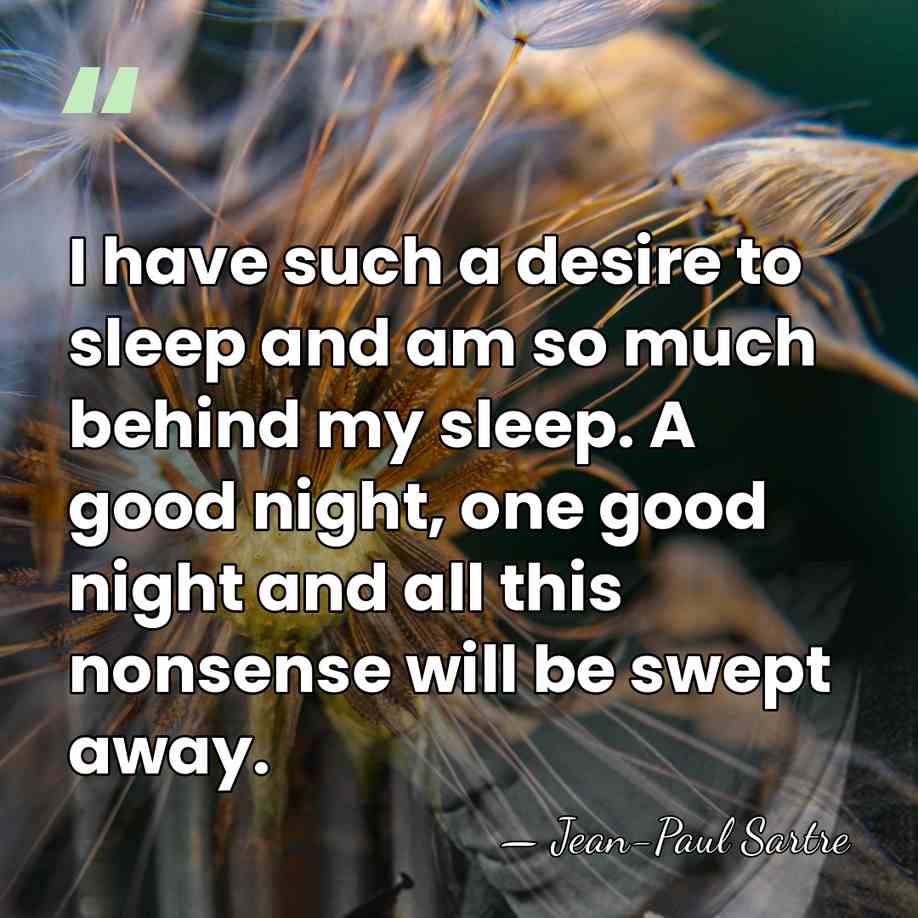 I have such a desire to sleep and am so much behind&hellip; - Jean-Paul Sartre