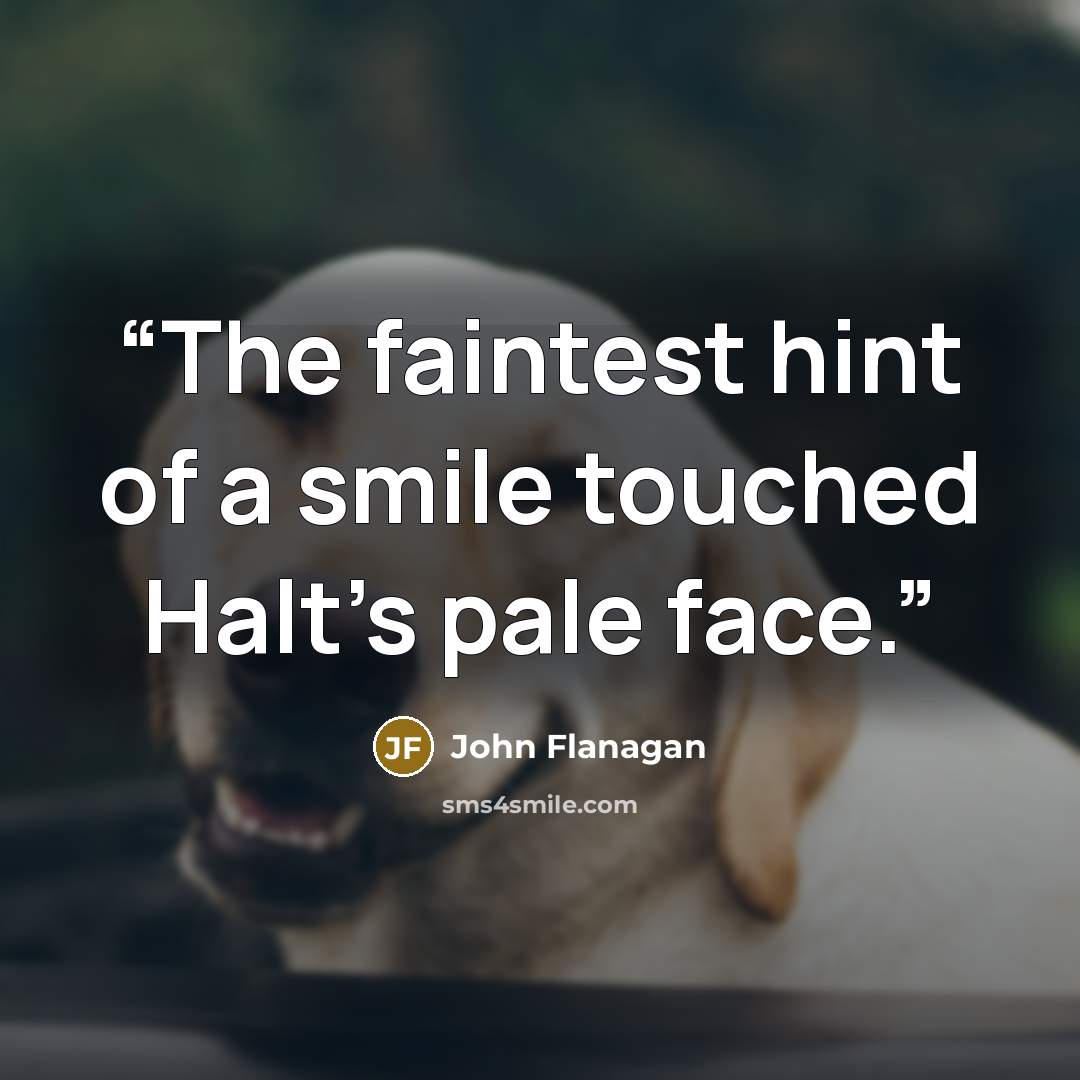 “The faintest hint of a smile touched Halt's pale face.” quote by John Flanagan