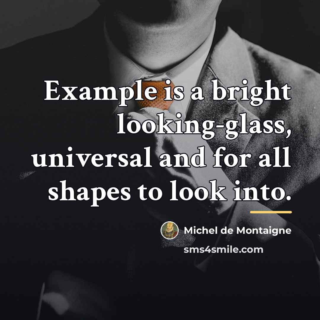 “Example is a bright looking-glass, universal and for all shapes…” quote by Michel de Montaigne