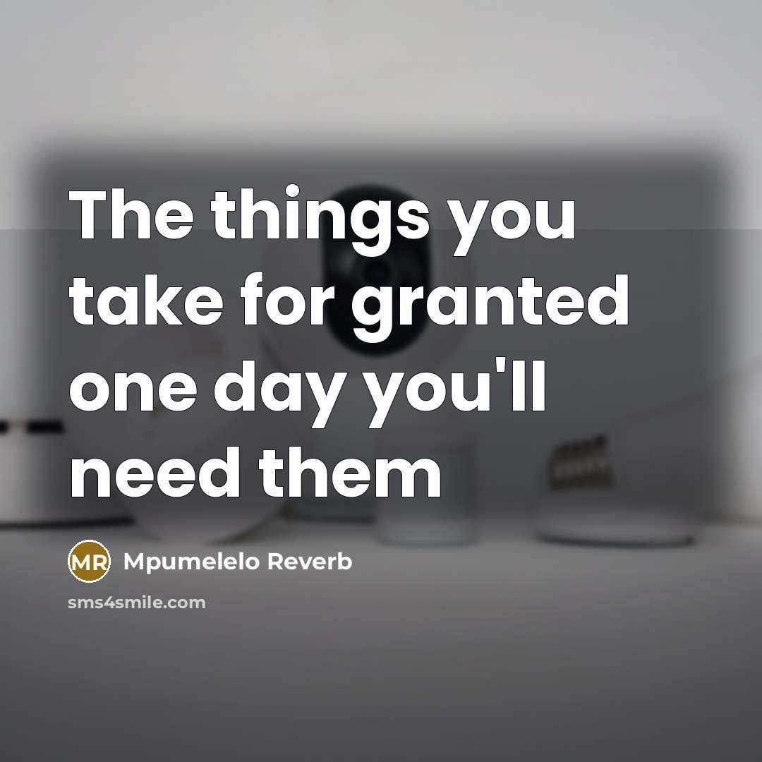 “The things you take for granted one day you'll need…” quote by Mpumelelo Reverb