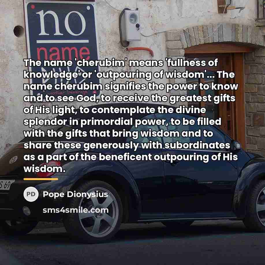 “The name 'cherubim' means 'fullness of knowledge' or 'outpouring of…” quote by Pope Dionysius
