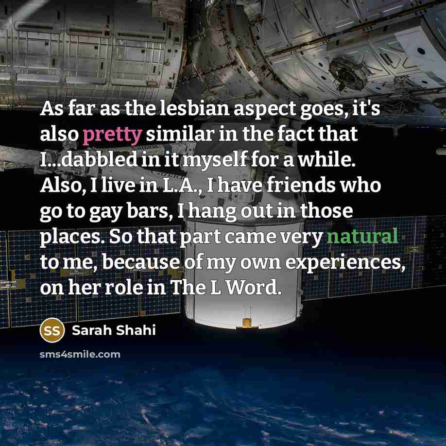 “As far as the lesbian aspect goes, it's also pretty…” quote by Sarah Shahi