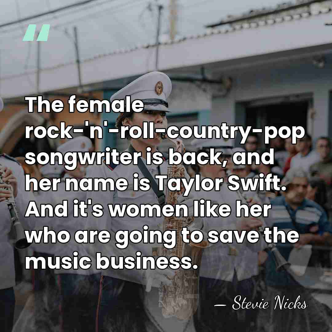 The female rock-'n'-roll-country-pop songwriter is back, and her name is Taylor Swift.&hellip; - Stevie Nicks