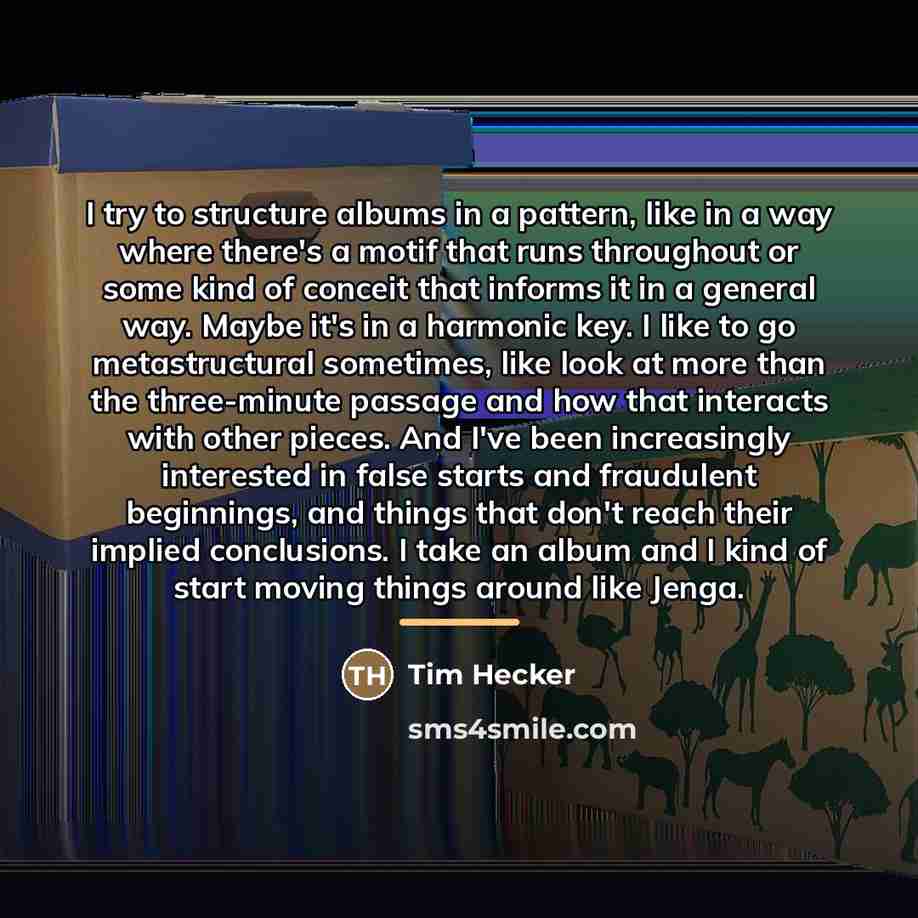 “I try to structure albums in a pattern, like in…” quote by Tim Hecker