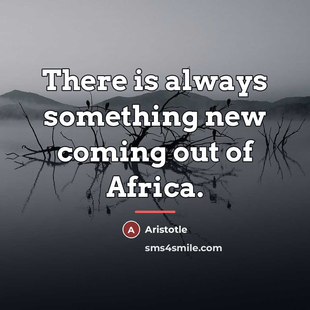 “There is always something new coming out of Africa.…” quote by Aristotle
