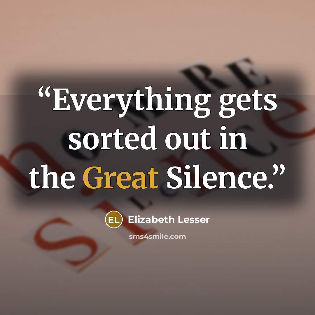 “Everything gets sorted out in the Great Silence.” quote by Elizabeth Lesser
