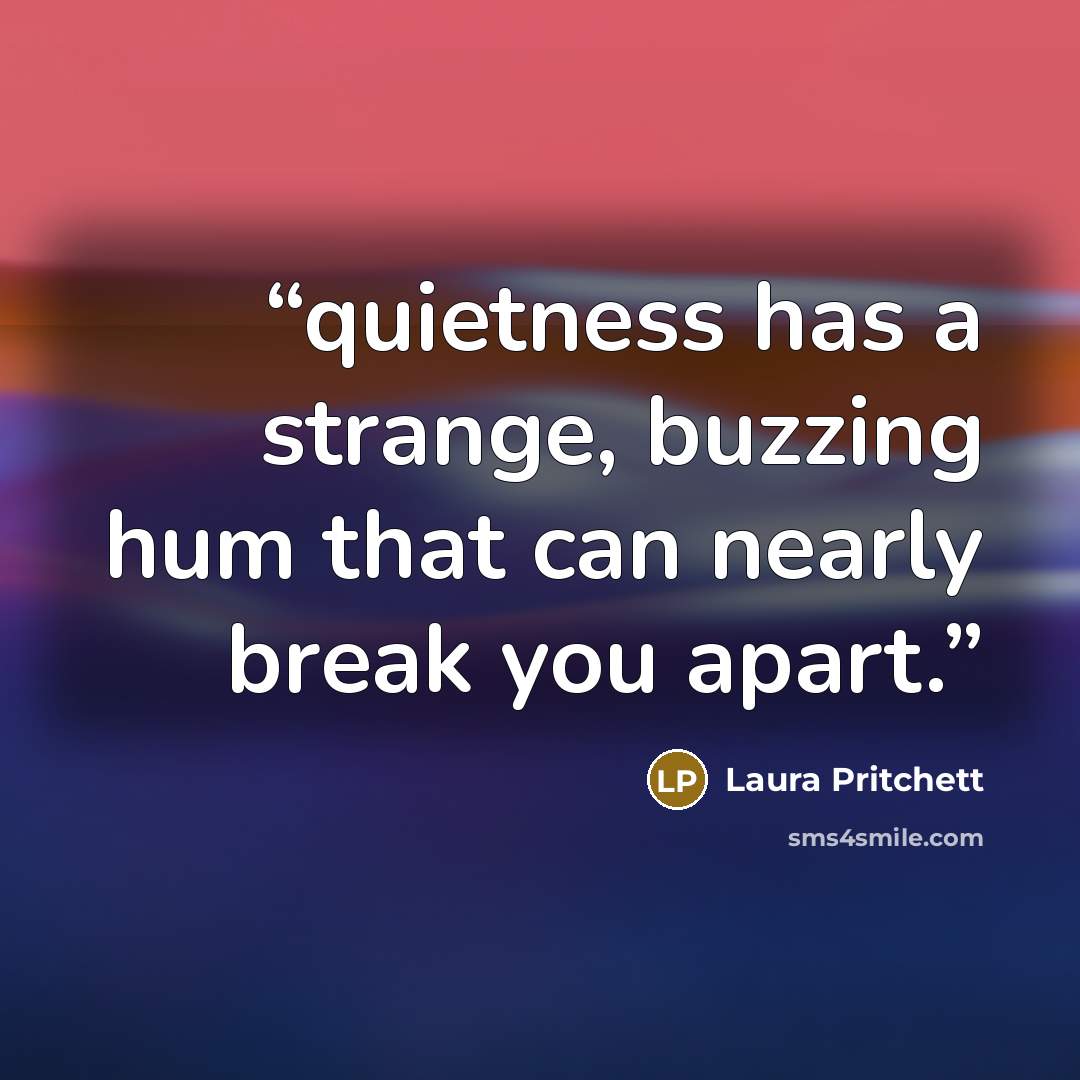 “quietness has a strange, buzzing hum that can nearly break you apart.” quote by Laura Pritchett