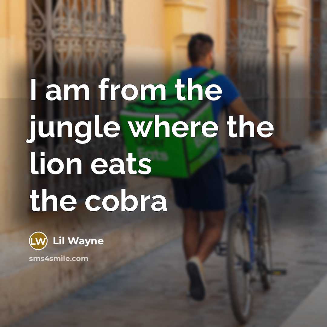 “I am from the jungle where the lion eats the cobra” quote by Lil Wayne