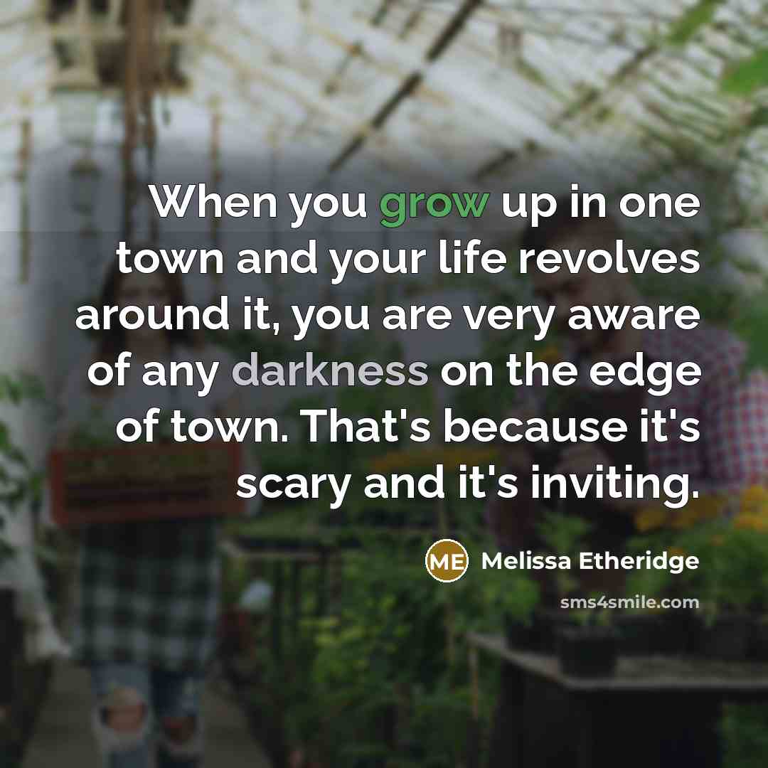 “When you grow up in one town and your life…” quote by Melissa Etheridge