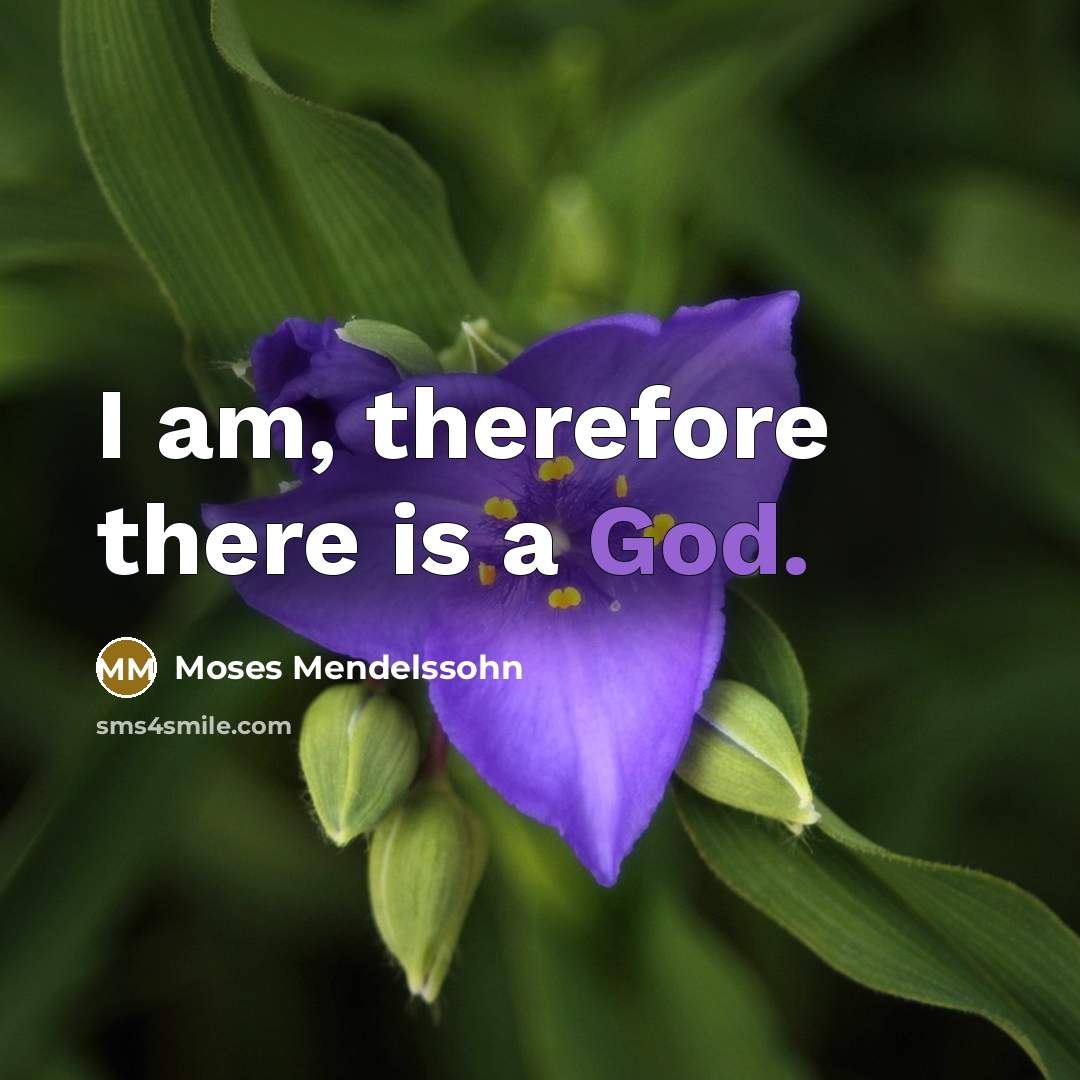 “I am, therefore there is a God.…” quote by Moses Mendelssohn
