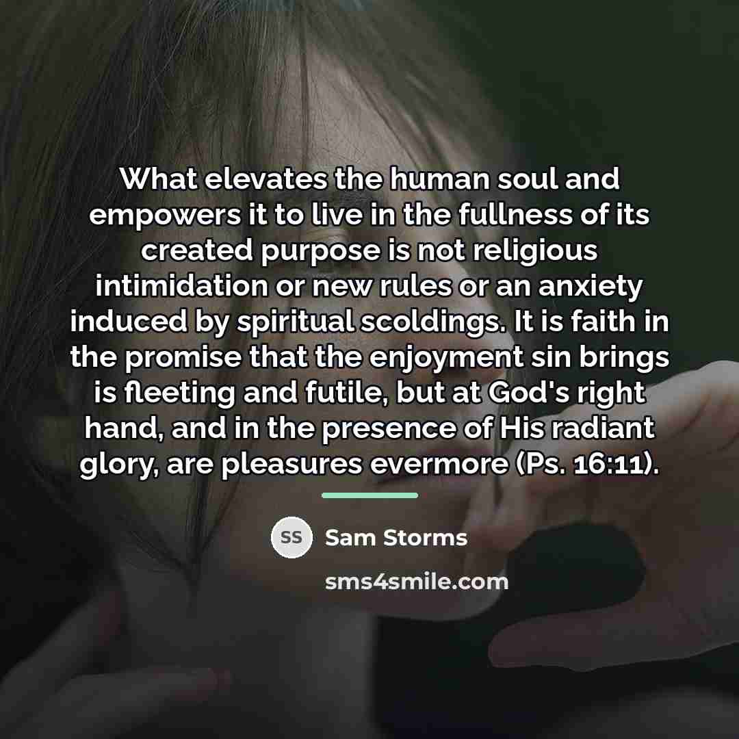 “What elevates the human soul and empowers it to live…” quote by Sam Storms