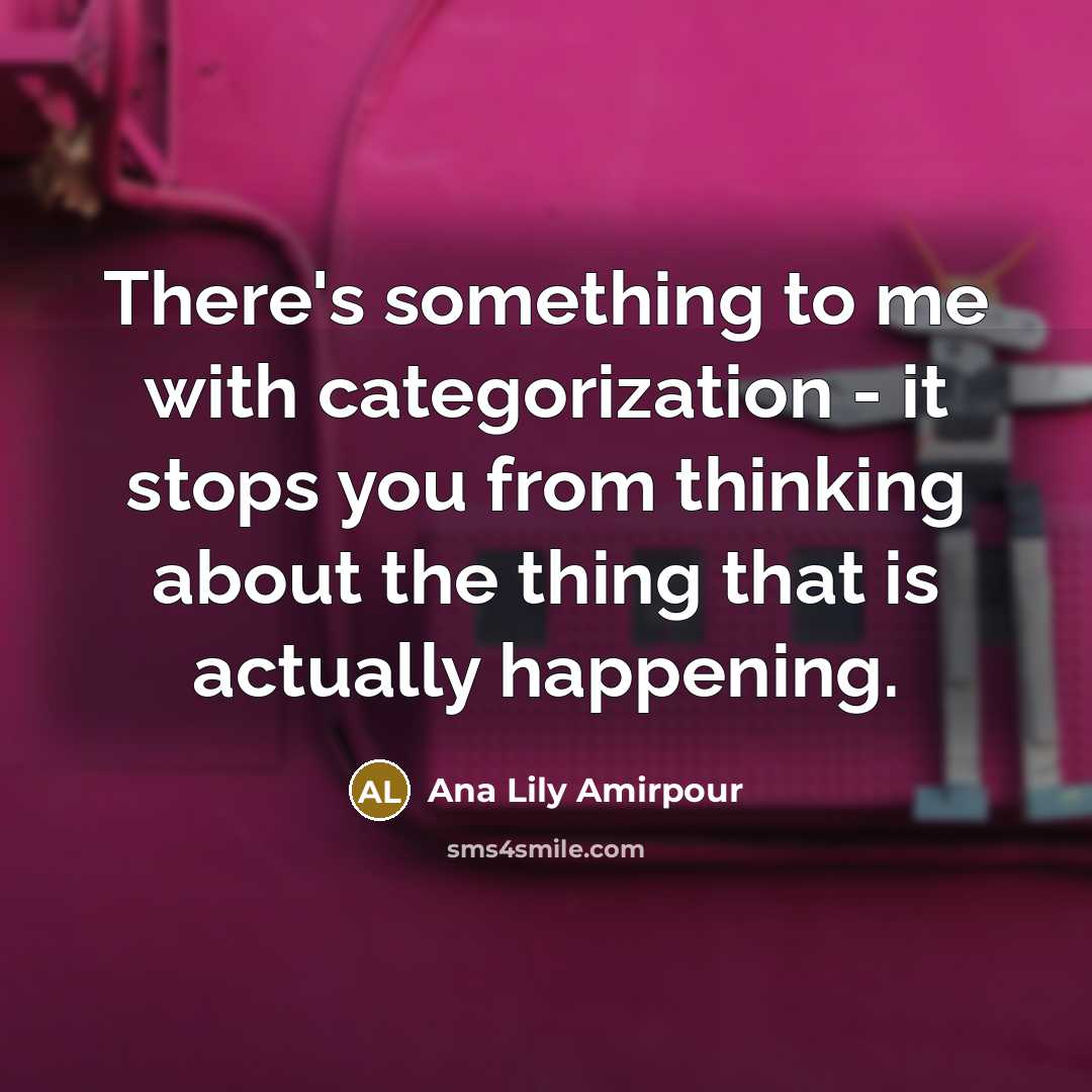 “There's something to me with categorization - it stops you…” quote by Ana Lily Amirpour