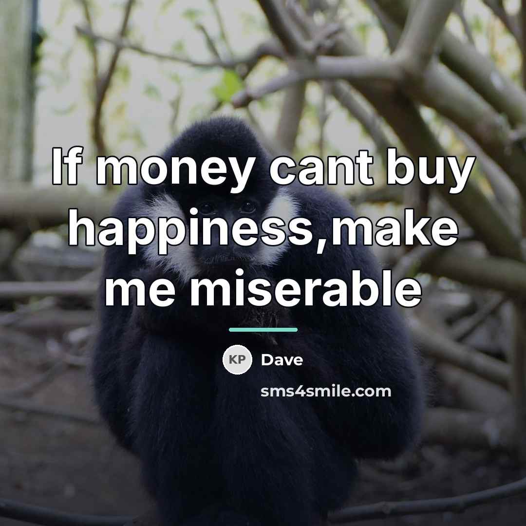 “If money cant buy happiness,make me miserable…” quote by Dave