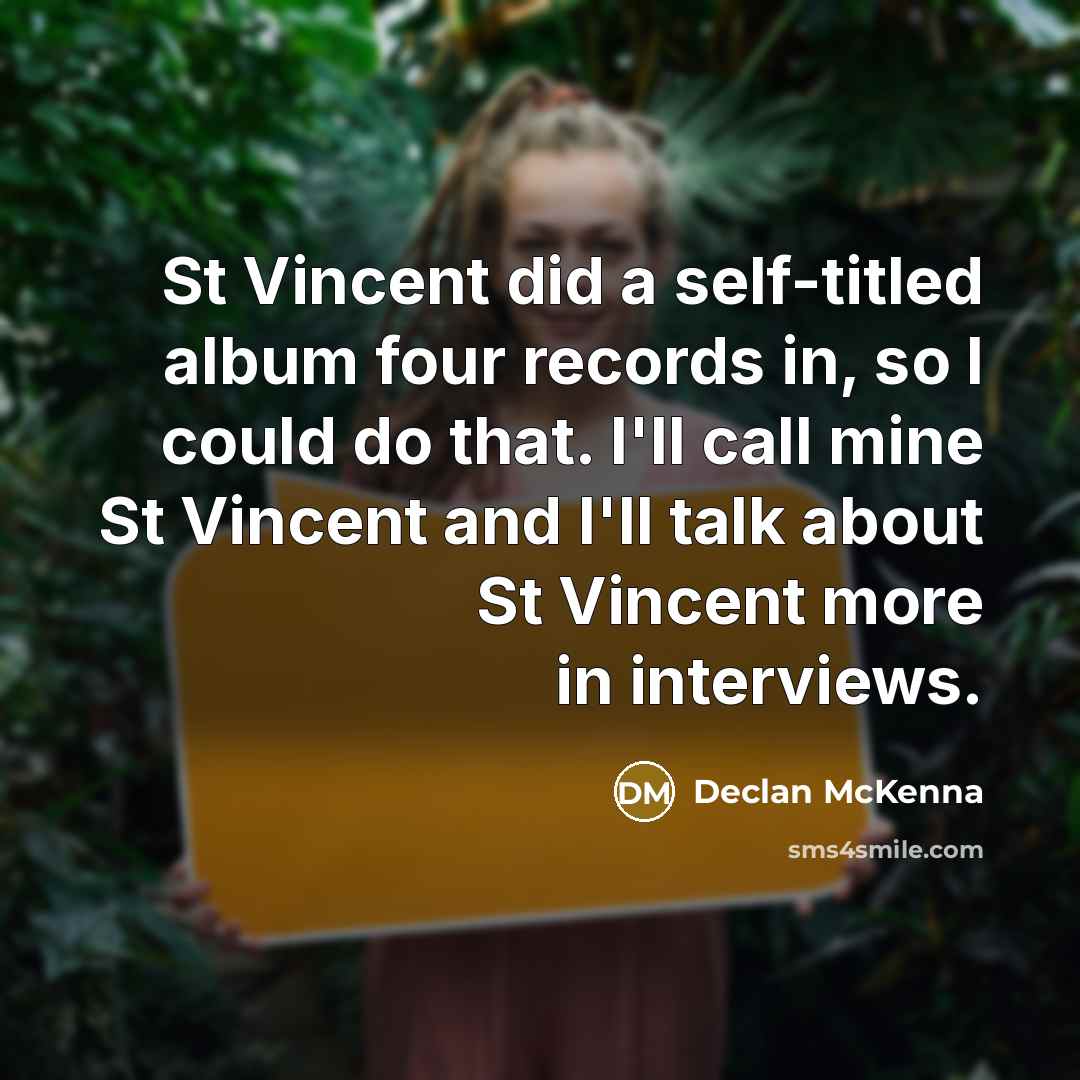 “St Vincent did a self-titled album four records in, so…” quote by Declan McKenna