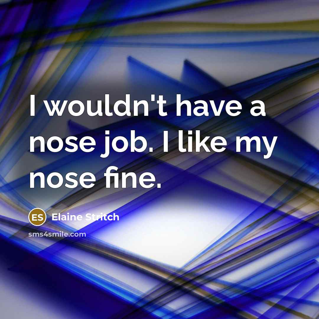 “I wouldn't have a nose job. I like my nose…” quote by Elaine Stritch