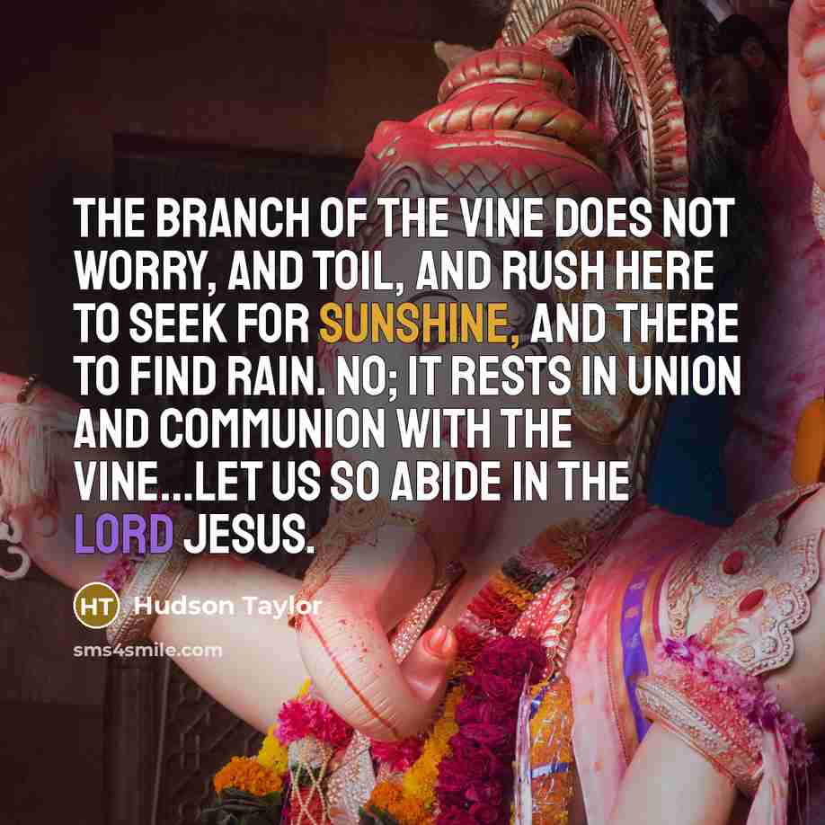 “The branch of the vine does not worry, and toil,…” quote by Hudson Taylor