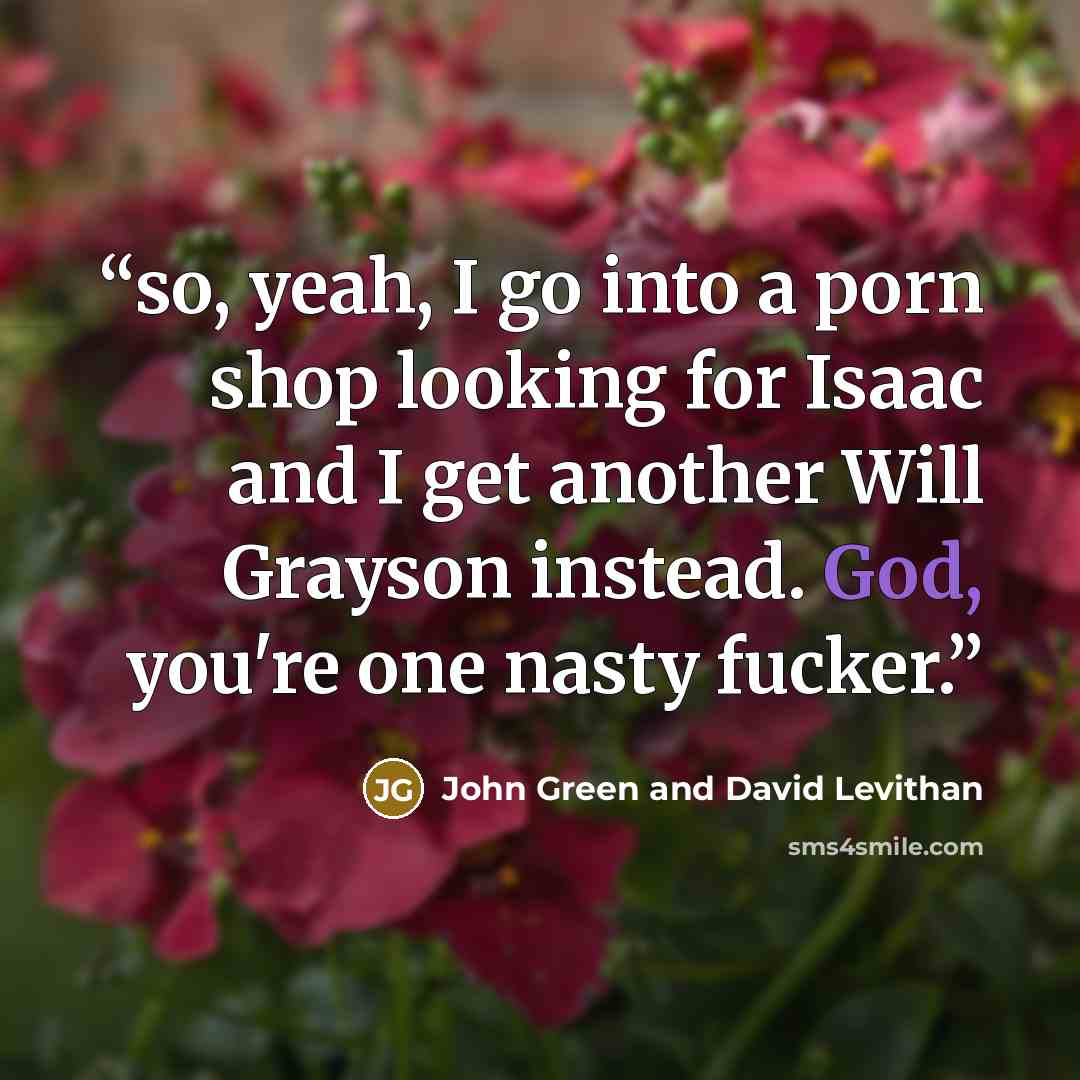 “so, yeah, I go into a porn shop looking for Isaac and I get another Will Grayson instead. God, you're one nasty fucker.” quote by John Green and David Levithan