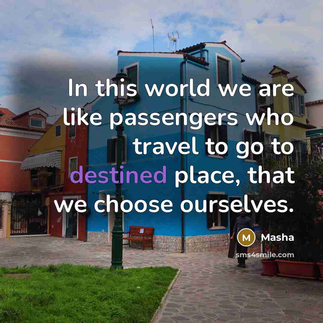 “In this world we are like passengers who travel to…” quote by Masha