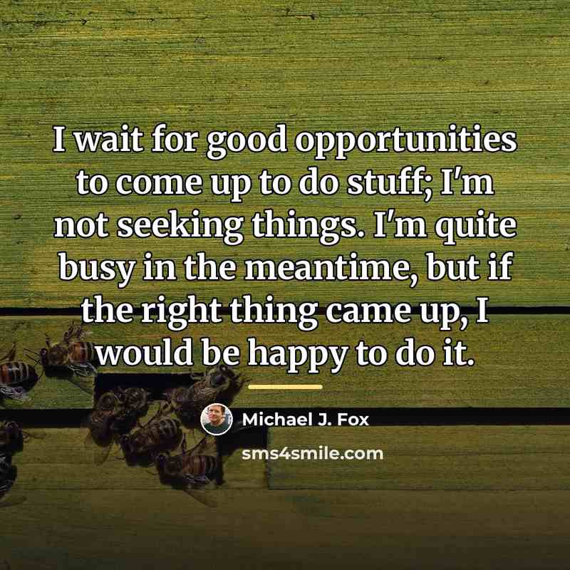 “I wait for good opportunities to come up to do…” quote by Michael J. Fox