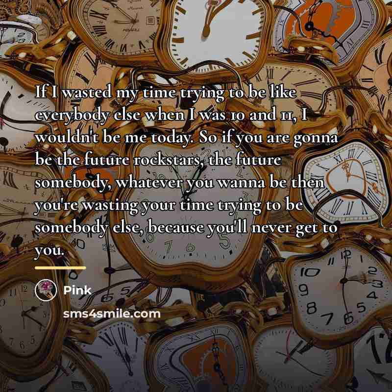 “If I wasted my time trying to be like everybody…” quote by Pink