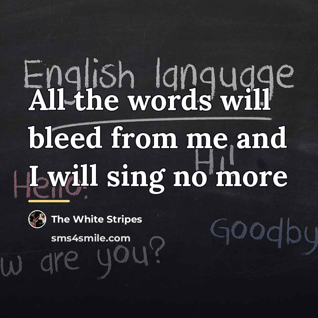 “All the words will bleed from me and I will…” quote by The White Stripes